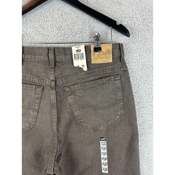 Lee Jeans Mens 34x32 Gray Relaxed Fit Five Pocket Straight Denim Pants New